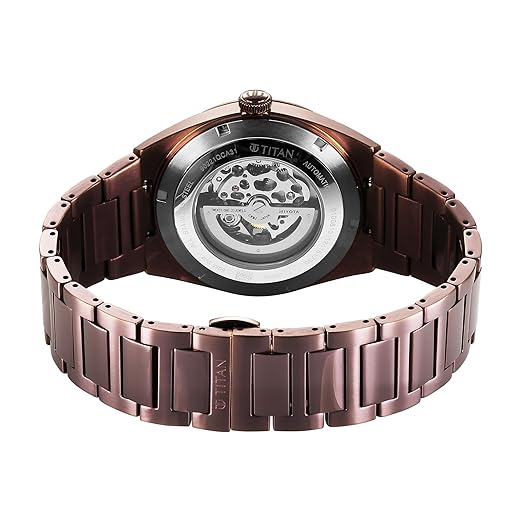 Titan Nexus Skeletal Automatic Analog with Brown Dial Brown Stainless Steel Strap Watch for Men - 90221QM01