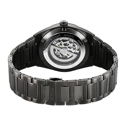 Titan Nexus Skeletal Automatic Analog with Gun Dial Gun Stainless Steel Strap Watch for Men - 90221QM02