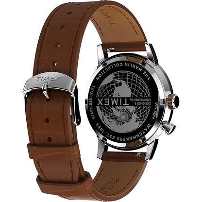 TIMEX Marlin Analog Green Round Dial & Brown Leather Strap Band Water Resistant Men's Wrist Watch - TWEG26800