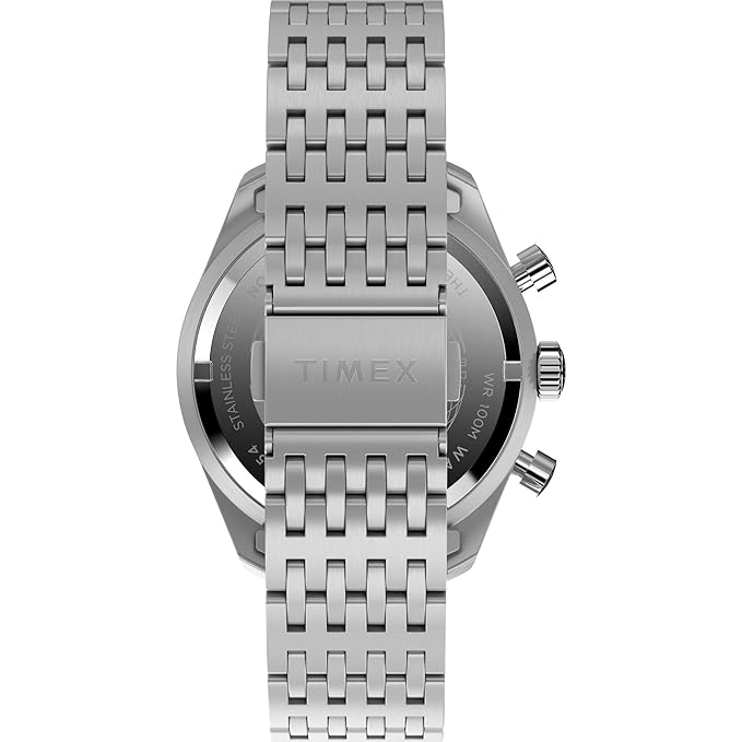 TIMEX Waterbury Traditional Analog Blue Round Dial & Silver Stainless Steel Bracelet Band Water Resistant Men's Wrist Watch - TW2Y18500IK