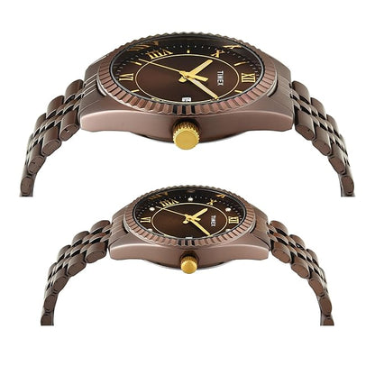 TIMEX Trendline Brown Round Dial Analog Pair Watch - TW00PR344