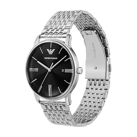 Emporio Armani Stainless Steel Analog Black Dial Men Watch-AR11600