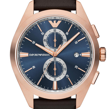 Emporio Armani Leather Analog Blue Dial Men Watch- AR11554I