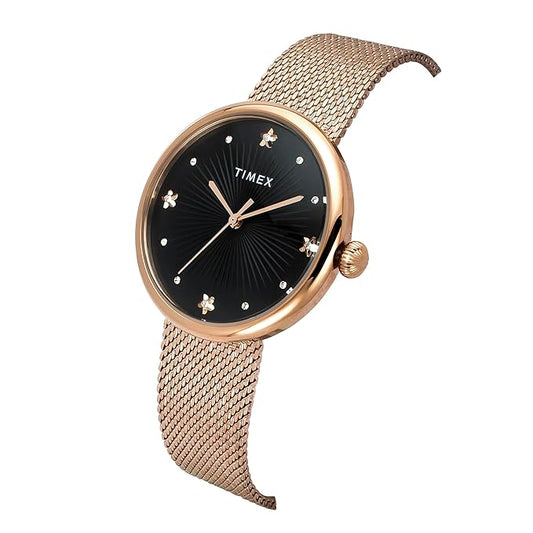 TIMEX Women Black Round Dial Analog Watch - TWEL19303