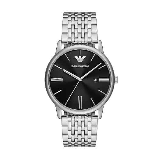 Emporio Armani Stainless Steel Analog Black Dial Men Watch-AR11600