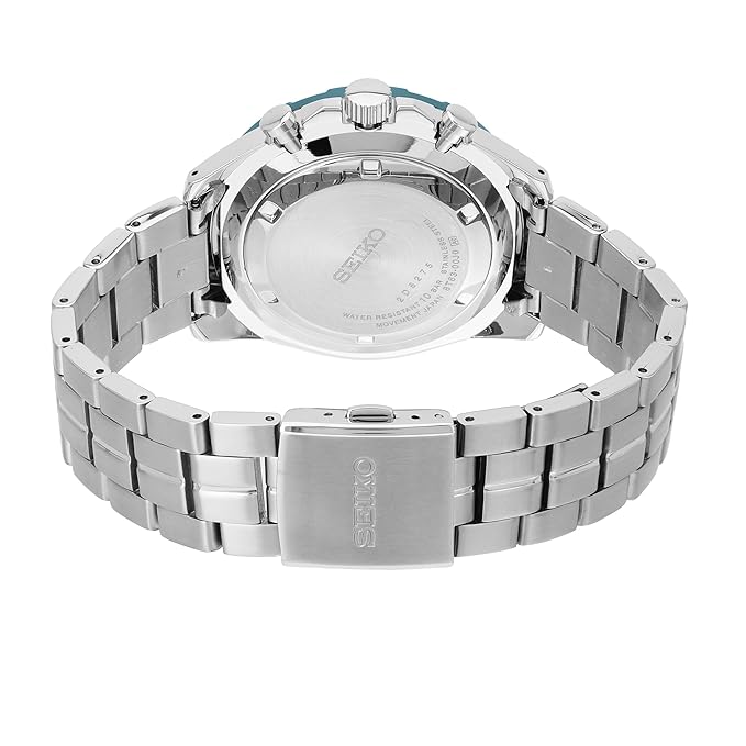 Seiko Analog Black Dial Men's Watch-SSB345P1 Stainless Steel, Silver Strap