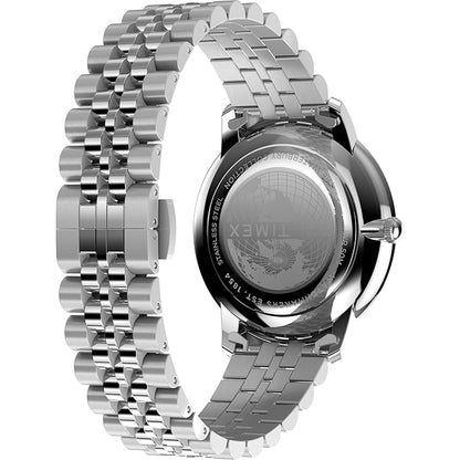 TIMEX Waterbury Metropolitan Analog Black Round Dial & Silver Stainless Steel Bracelet Band Water Resistant Men's Wrist Watch - TW2Y23300IK