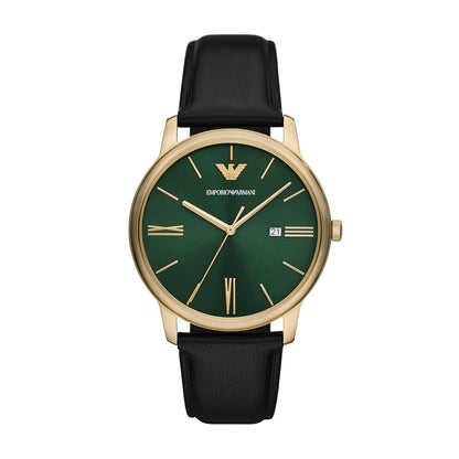 Emporio Armani Leather Analog Green Dial Men's Watch-AR11601