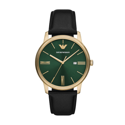 Emporio Armani Leather Analog Green Dial Men's Watch-AR11601