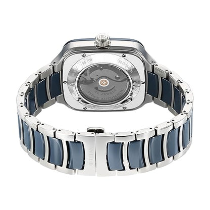 Titan Ceramic Fusion Automatic Blue Dial Two Toned Silver Stainless Steel & Blue Ceramic Strap Watch for Men - NT90175KD02