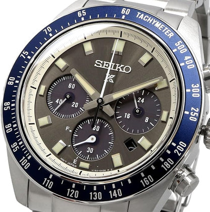 Seiko SSC939P1 Prospex Speedtimer, Solar Chronograph, Solar Chronograph, Men's Watch, Curved Sapphire Glass, Silver, Blue Bezel, Overseas Model