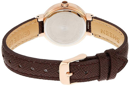 Casio Women Leather Sheen Analog Brown Dial Watch-She-4029Pgl-5Audf (SX214)