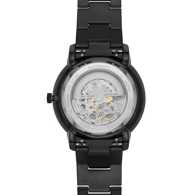 Fossil Men Analog Neutra Automatic Black Dial and Band Automatic Stainless Steel Watch ME3183