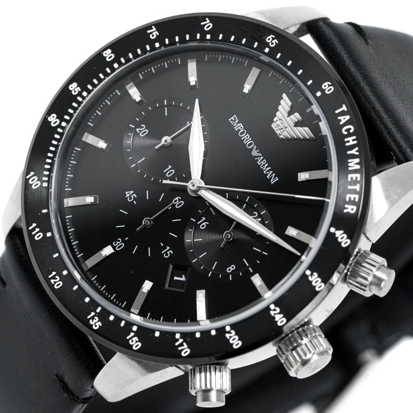 Emporio Armani Leather Analog Black Dial Men Watch AR11243