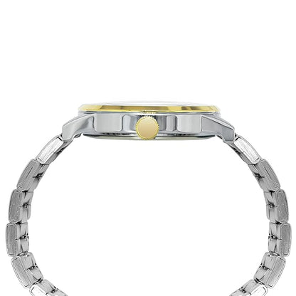 TIMEX Analog Watch for Man with Beige Round Dial & Two Tone Stainless Steel Bracelet Band Water Resistant Men's Wrist Watches - TWEG19906