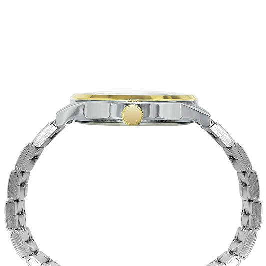 TIMEX Analog Watch for Man with Beige Round Dial & Two Tone Stainless Steel Bracelet Band Water Resistant Men's Wrist Watches - TWEG19906