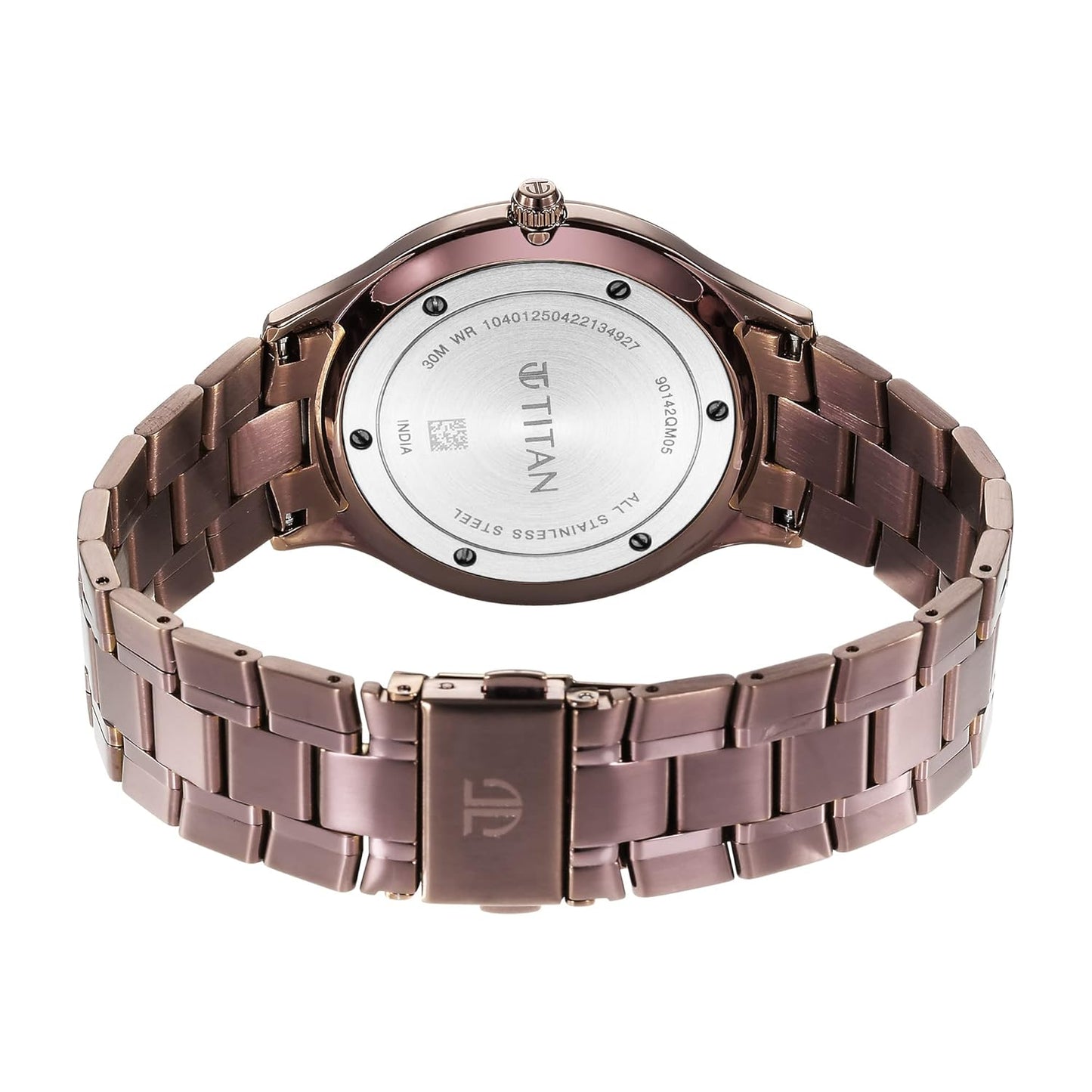 Titan Classique Slimline Brown Dial Analog with Day and Date Stainless Steel Strap Watch for Men-NS90142QM05/NT90142QM05