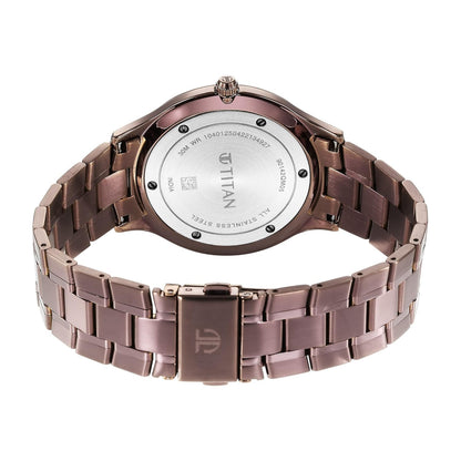 Titan Classique Slimline Brown Dial Analog with Day and Date Stainless Steel Strap Watch for Men-NS90142QM05/NT90142QM05