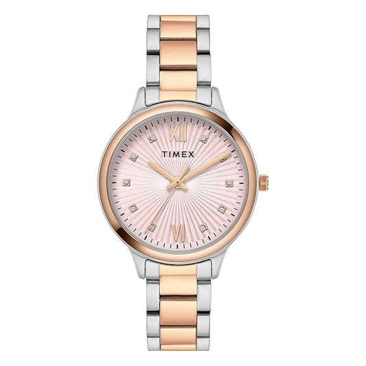 Timex Trendline Women Quartz Pink Dial Analog Stainless Steel Watch TWTL12114