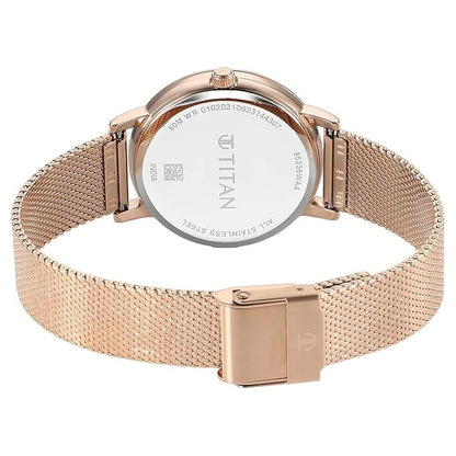 Titan Purple Style Up Quartz Analog Pink Dial Stainless Steel Strap Watch for Women-NS95236WM02