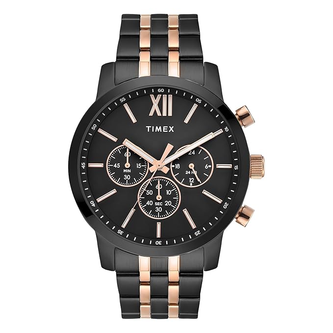 Timex Trendline Men Quartz Black Dial Chronograph Stainless Steel Watch TWEG32202
