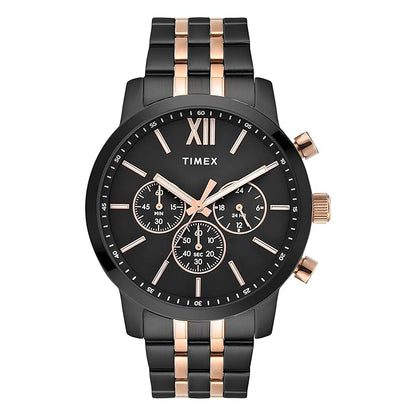 Timex Trendline Men Quartz Black Dial Chronograph Stainless Steel Watch TWEG32202