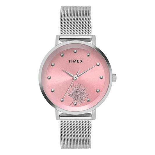 TIMEX Analog Watch for Woman with Round Dial & Water Resistant TWEL12921
