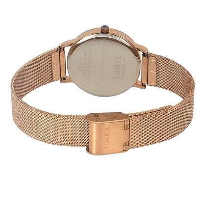 TIMEX Analog Watch for Women with Mother of Pearl Rose Gold Round Dial TWEL15607