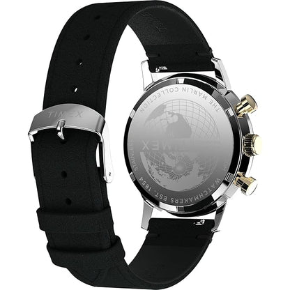 TIMEX Marlin Analog Champagne Round Dial & Black Leather Strap Band Water Resistant Men's Wrist Watch - TWEG26709