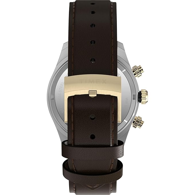TIMEX Waterbury Heritage Analog Black Round Dial & Brown Leather Strap Band Water Resistant Men's Wrist Watch - TW2Y24100IK