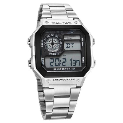SF Digital Dial Silver Stainless Steel Strap Watch For Unisex NU77134PM01W