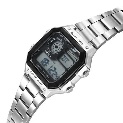 SF Digital Dial Silver Stainless Steel Strap Watch For Unisex NU77134PM01W