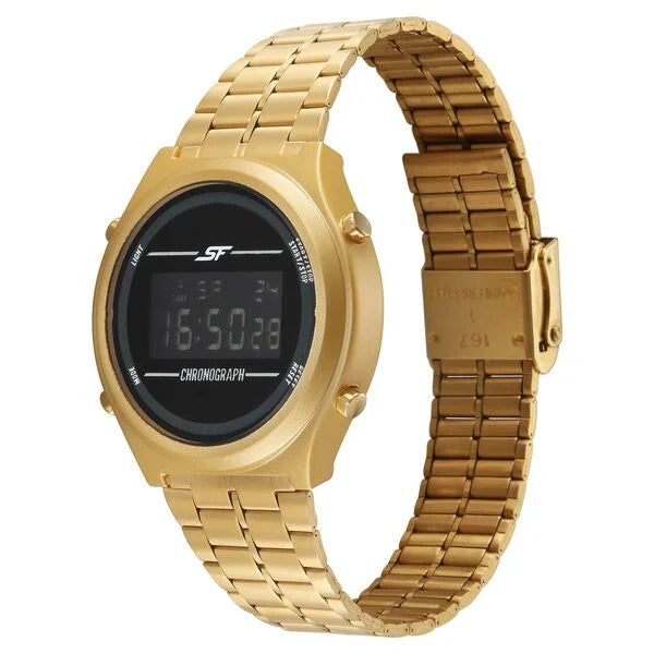 SF CirQle Digital Black Dial Golden Stainless Steel Strap Watch For Men 77162PM01W