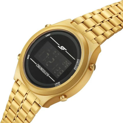SF CirQle Digital Black Dial Golden Stainless Steel Strap Watch For Men 77162PM01W