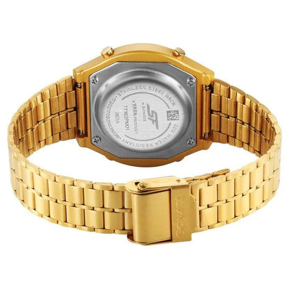 SF CirQle Digital Black Dial Golden Stainless Steel Strap Watch For Men 77162PM01W