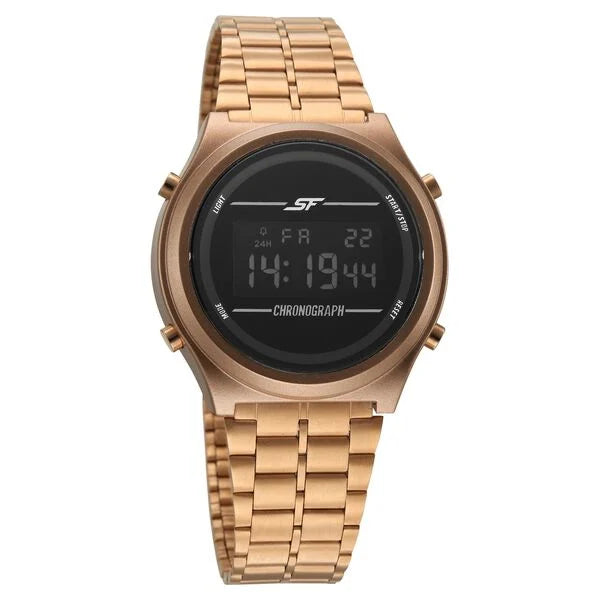 Sonata CirQle Digital Dial Rose Gold Stainless Steel Strap Watch For Men 77162PM04W