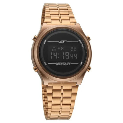 Sonata CirQle Digital Dial Rose Gold Stainless Steel Strap Watch For Men 77162PM04W