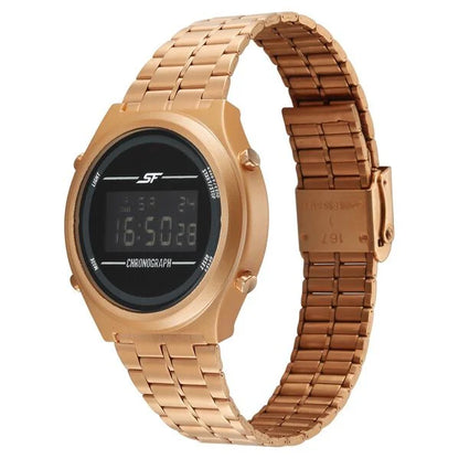 Sonata CirQle Digital Dial Rose Gold Stainless Steel Strap Watch For Men 77162PM04W