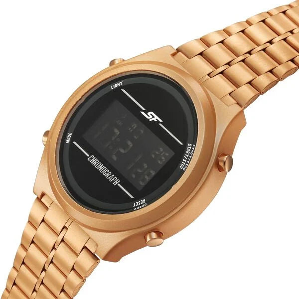 Sonata CirQle Digital Dial Rose Gold Stainless Steel Strap Watch For Men 77162PM04W