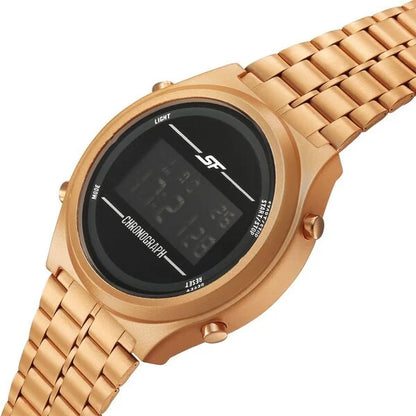 Sonata CirQle Digital Dial Rose Gold Stainless Steel Strap Watch For Men 77162PM04W