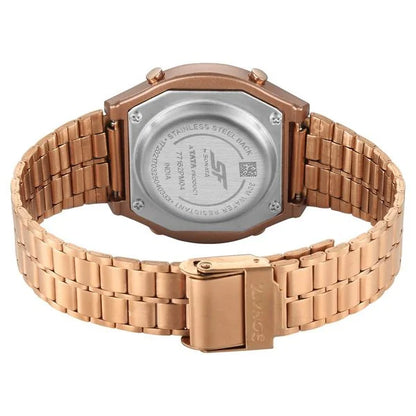 Sonata CirQle Digital Dial Rose Gold Stainless Steel Strap Watch For Men 77162PM04W
