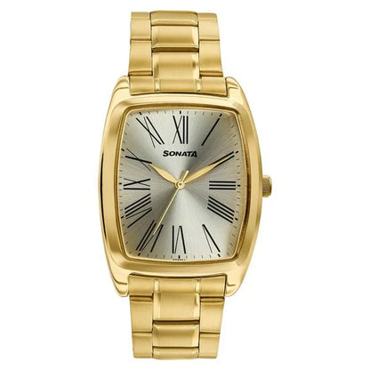 Sonata Ascent Gold Tonneau Watch for Men 77195YM01