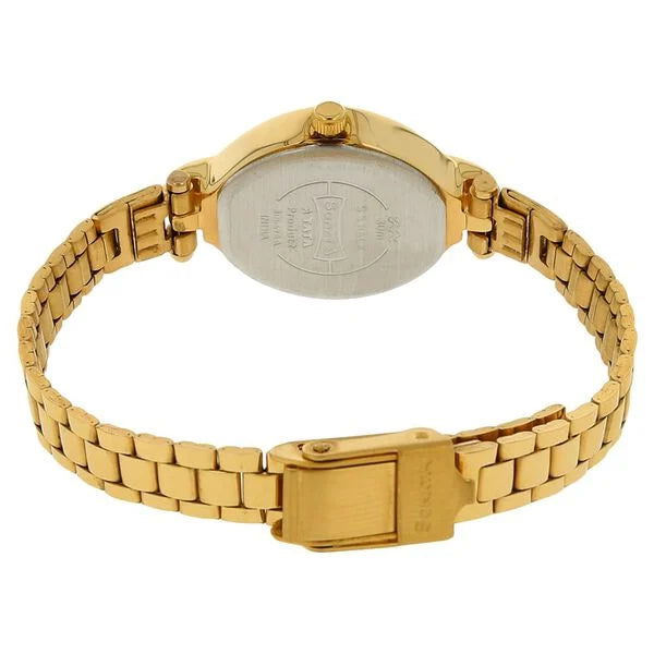 Sonata Quartz Analog Champagne Dial Stainless Steel Strap Watch for Women