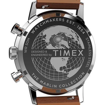 TIMEX Marlin Analog Green Round Dial & Brown Leather Strap Band Water Resistant Men's Wrist Watch - TW2W99100IK