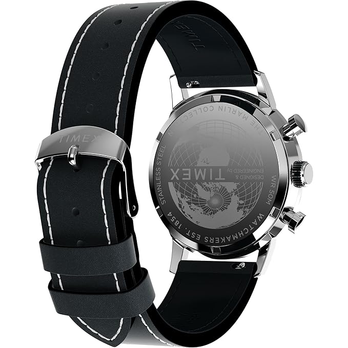 TIMEX Marlin Analog Tan Round Dial & Black Leather Strap Band Water Resistant Men's Wrist Watch - TW2W98900IK