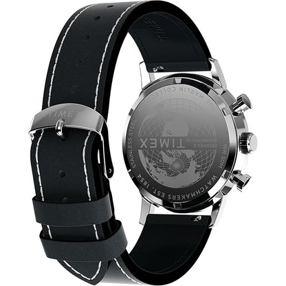 TIMEX Marlin Analog Tan Round Dial & Black Leather Strap Band Water Resistant Men's Wrist Watch - TW2W98900IK