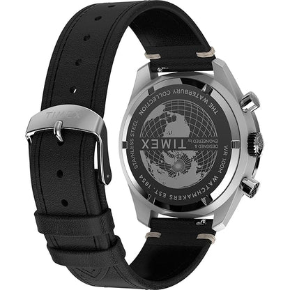 TIMEX Waterbury Traditional Analog Blue Round Dial & Black Leather Strap Band Water Resistant Men's Wrist Watch - TW2Y18600IK