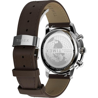 TIMEX Waterbury Metropolitan Analog Cream Round Dial & Brown Leather Strap Band Water Resistant Men's Wrist Watch - TW2Y23500IK