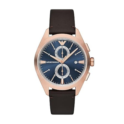 Emporio Armani Leather Analog Blue Dial Men Watch- AR11554I
