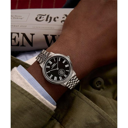 TIMEX Waterbury Metropolitan Analog Black Round Dial & Silver Stainless Steel Bracelet Band Water Resistant Men's Wrist Watch - TW2Y23300IK